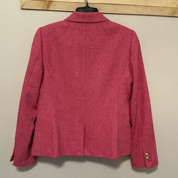 J. Crew Pink Herringbone Wool-Blend Fully Lined Women’s Blazer Size 6 - Picture 4 of 14